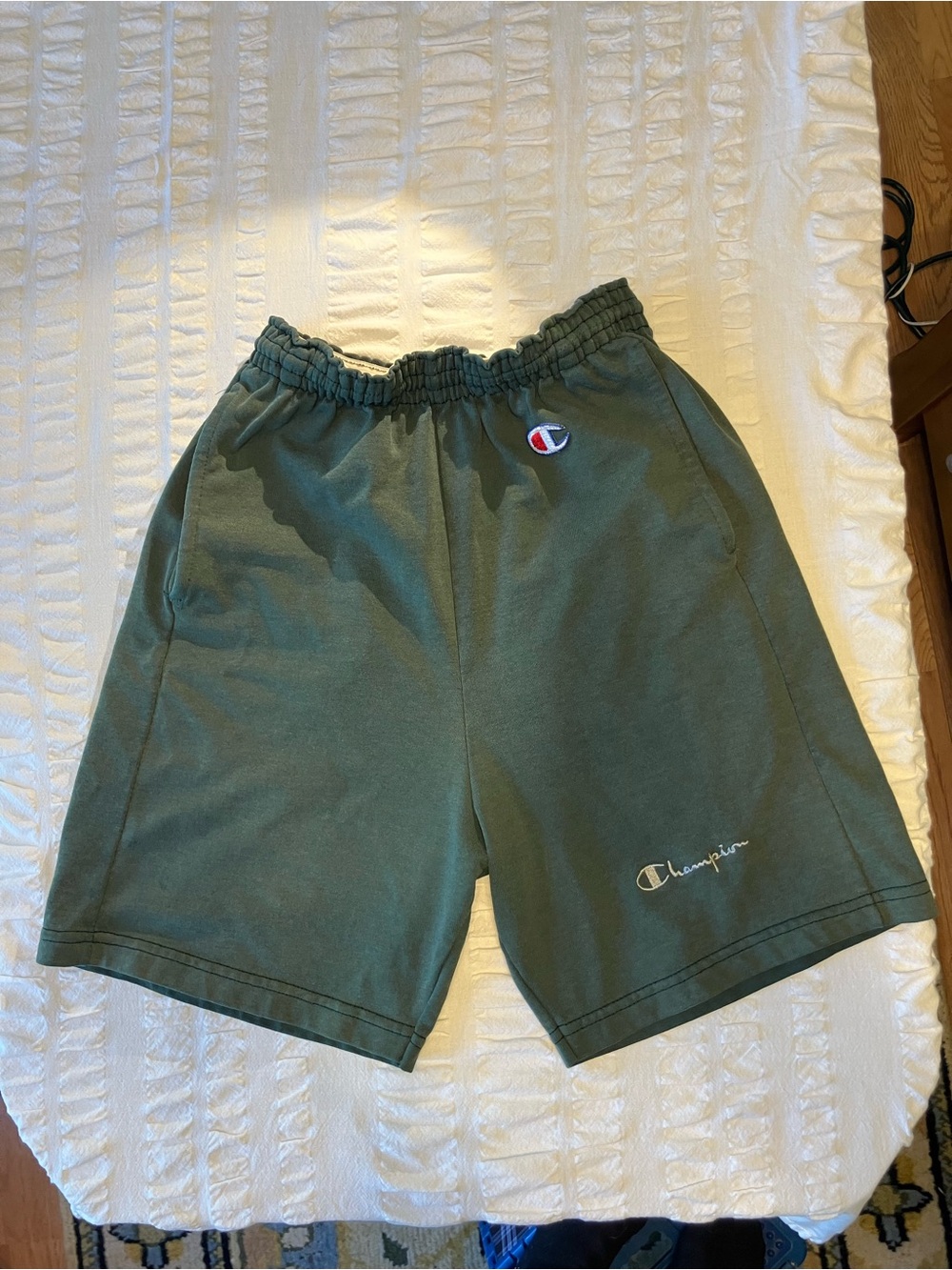 Champion Olive Green Men's Athletic Shorts with Logo